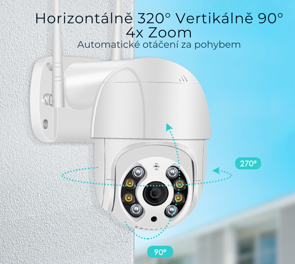 Pan 270° Tilt 90° Control the head rotation angle to view every corner.